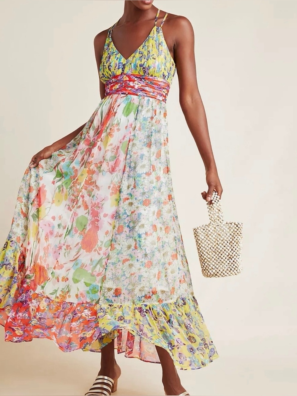 Anthropologie Malibu Floral Maxi Dress Multicolor Floral V-Neck Maxi Dress $220